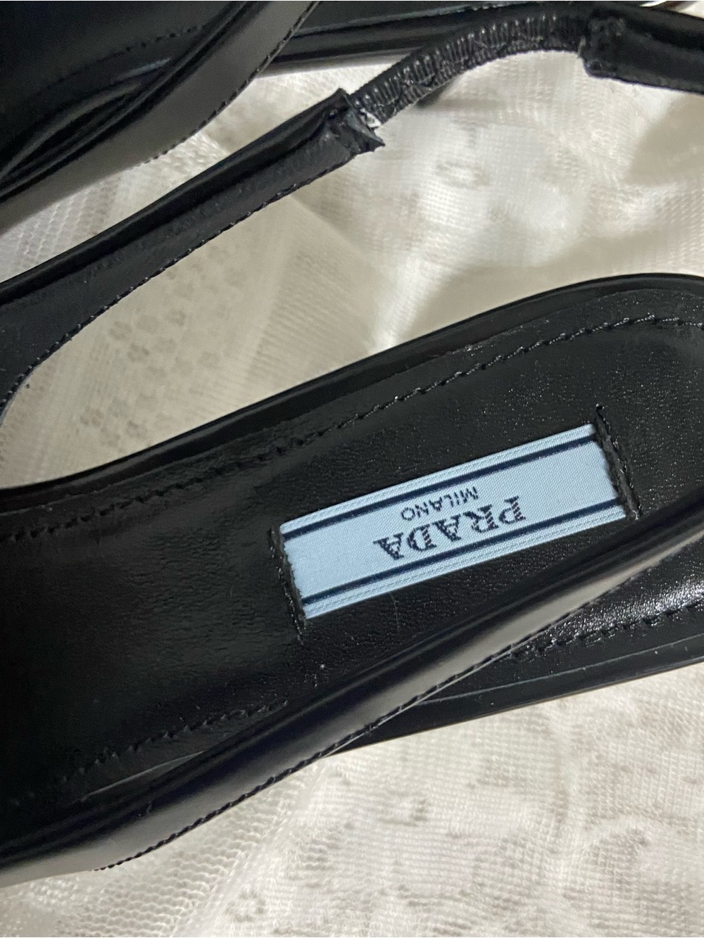 Prada Black Pointed Logo Slingback Pumps - Picture 5 of 5